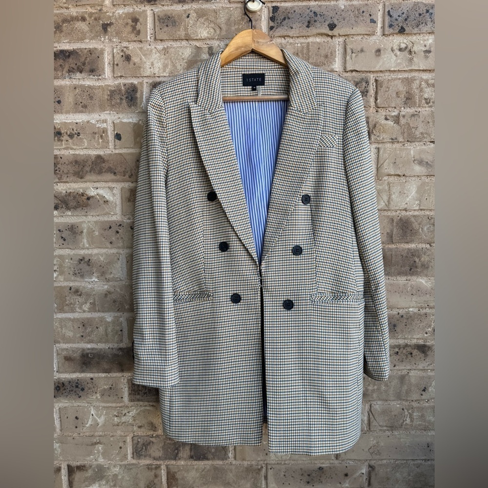 1 STATE Houndstooth Blazer with Blue Lining